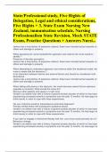 State/Professional study, Five Rights of Delegation, Legal and ethical considerations, Five Rights + 3, State Exam Nursing New Zealand, immunisation schedule, Nursing ProfessionaAlism State Revision, Mock STATE Exam, Practice Questions + Answers Nursi...