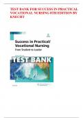 COMPLETE TEST BANK FOR Success IN Practical Vocational Nursing 8TH Edition BY Knecht! RATED A+ 