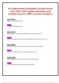 S12 Supervision of Sprinkler Systems Exam (New 2023/ 2024 Update) Questions and  Verified Answers| 100% Correct| Graded A 