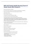  NSG 222 Family Health Nursing Exam #1 Study Guide 2024 Graded A
