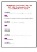 Chemotherapy Certification Exam (New 2023/ 2024) Questions and Verified  Answers|100% Correct- Grade A 