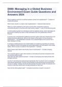 D080- Managing in a Global Business Environment Exam Guide Questions and Answers 2024