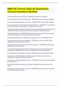 DMV NC Permit Test&vert; 44 Questions&vert; Correct Answers&vert; Verified