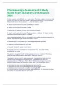 Pharmacology Assessment 2 Study Guide Exam Questions and Answers 2024 
