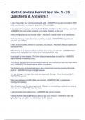 North Carolina Permit Test No&period; 1 - 25 Questions & Answers&excl;&excl;