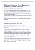 EPA Lead Inspector Exam Questions and Answers 100&percnt; accurate