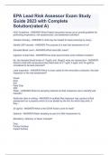 EPA Lead Risk Assessor Exam Study Guide 2023 with Complete Solution&lpar;rated A&rpar;