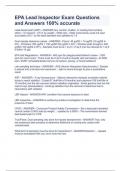 EPA Lead Inspector Exam Questions and Answers 100&percnt; accurate