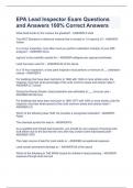 EPA Lead Inspector Exam Questions and Answers 100&percnt; Correct Answers