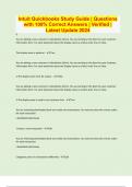 Intuit Quickbooks Study Guide &vert; Questions with 100&percnt; Correct Answers &vert; Verified &vert; Latest Update 2024
