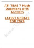 ATI TEAS 7 Math Questions with Answers   LATEST UPDATE FOR 2024