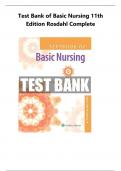 Test Bank of Basic Nursing 11th Edition Rosdahl Complete