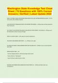Washington State Knowledge Test Cheat Sheet &vert; 70 Questions with 100&percnt; Correct Answers &vert; Verified &vert; Latest Update 2024