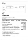 AQA AS LEVEL SOCIOLOGY Paper 1  MAY 2023 FINAL QUESTION PAPER  Education with Methods in Context