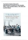 Test Bank & Solution Manual for  Administrative Procedures for the Canadian  Office&comma; Tenth Canadian Edition&comma; 10th edition By  Lauralee Kilgour                                                                                                                 