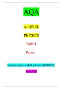 AQA A-LEVEL PHYSICS 7408&sol;1 Paper 1 Question Paper &plus; Mark scheme &lbrack;MERGED&rsqb; June 2023