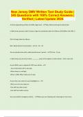 New Jersey DMV Written Test Study Guide &vert; 345 Questions with 100&percnt; Correct Answers &vert; Verified &vert; Latest Update 2024