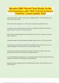 Nevada DMV Permit Test Study Guide &vert; 210 Questions with 100&percnt; Correct Answers &vert; Verified &vert; Latest Update 2024