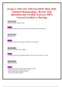 Exam 1,Exam 2,Exam 3 &  Final Exams: NSG124/ NSG 124 Pharmacology (NEW 2024/ 2025 Updates BUNDLED TOGETHER WITH COMPLETE SOLUTIONS) | Questions and Verified Answers| 100% Correct| Graded A- Herzing 