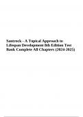 Santrock - A Topical Approach to Lifespan Development 8th Edition Test Bank Complete All Chapters (2024-2025)