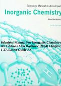 Solutions Manual For Inorganic Chemistry, 6th Edition (Alen Hadzovic, 2024), Chapters 1-27, Latest Guide A+.