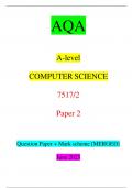 AQA A-level COMPUTER SCIENCE 7517&sol;2 Paper 2 Question Paper &plus; Mark scheme &lbrack;MERGED&rsqb; June 2023