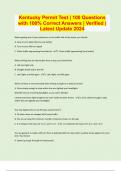 Kentucky Permit Test &vert; 100 Questions with 100&percnt; Correct Answers &vert; Verified &vert; Latest Update 2024