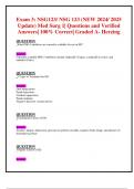 Exam 3: NSG123/ NSG 123 (NEW 2024/ 2025 Update) Med Surg 1| Questions and Verified Answers| 100% Correct| Graded A- Herzing 