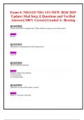 Exam 4: NSG123/ NSG 123 (NEW 2024/ 2025 Update) Med Surg 1| Questions and Verified Answers| 100% Correct| Graded A- Herzing 