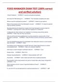 FOOD MANAGER EXAM TEST &lpar;100&percnt; correct and verified solution&rpar;