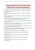 FOOD MANAGER CERTIFICATION EXAM &lpar;100&percnt; correct and verified solution&rpar;