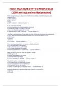 FOOD MANAGER CERTIFICATION EXAM  &lpar;100&percnt; correct and verified solution&rpar;