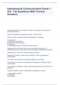 Interpersonal Communication Exam 1 &lpar;Ch&period; 1-4&rpar; Questions With Correct Answers&period;