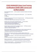 FOOD MANAGER &lpar;State Food Training  Certification&rpar; EXAM 100&percnt; correct and  verified solution