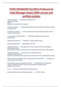 FOOD MANAGER &lpar;Certified Professional  Food Manager Exam&rpar; 100&percnt; correct and  verified solution