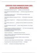 CERTIFIED FOOD MANAGER EXAM 100&percnt;  correct and verified solution