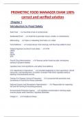 PROMETRIC FOOD MANAGER EXAM 100&percnt;  correct and verified solution
