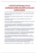 Limited Food Managers Course  Certification EXAM with 100&percnt; correct and  verified solution