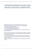 Certified Breastfeeding Counselor Study Questions and answers complete exam