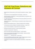 CSC102 Final Exam Questions and Answers All Correct