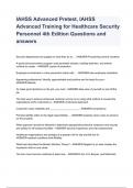 IAHSS Advanced Pretest&comma; IAHSS Advanced Training for Healthcare Security Personnel 4th Edition Questions and answers 