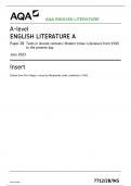 AQA INSERT A-level ENGLISH LITERATURE A Paper 2A Texts in shared contexts: WW1 and its aftermath June 2023