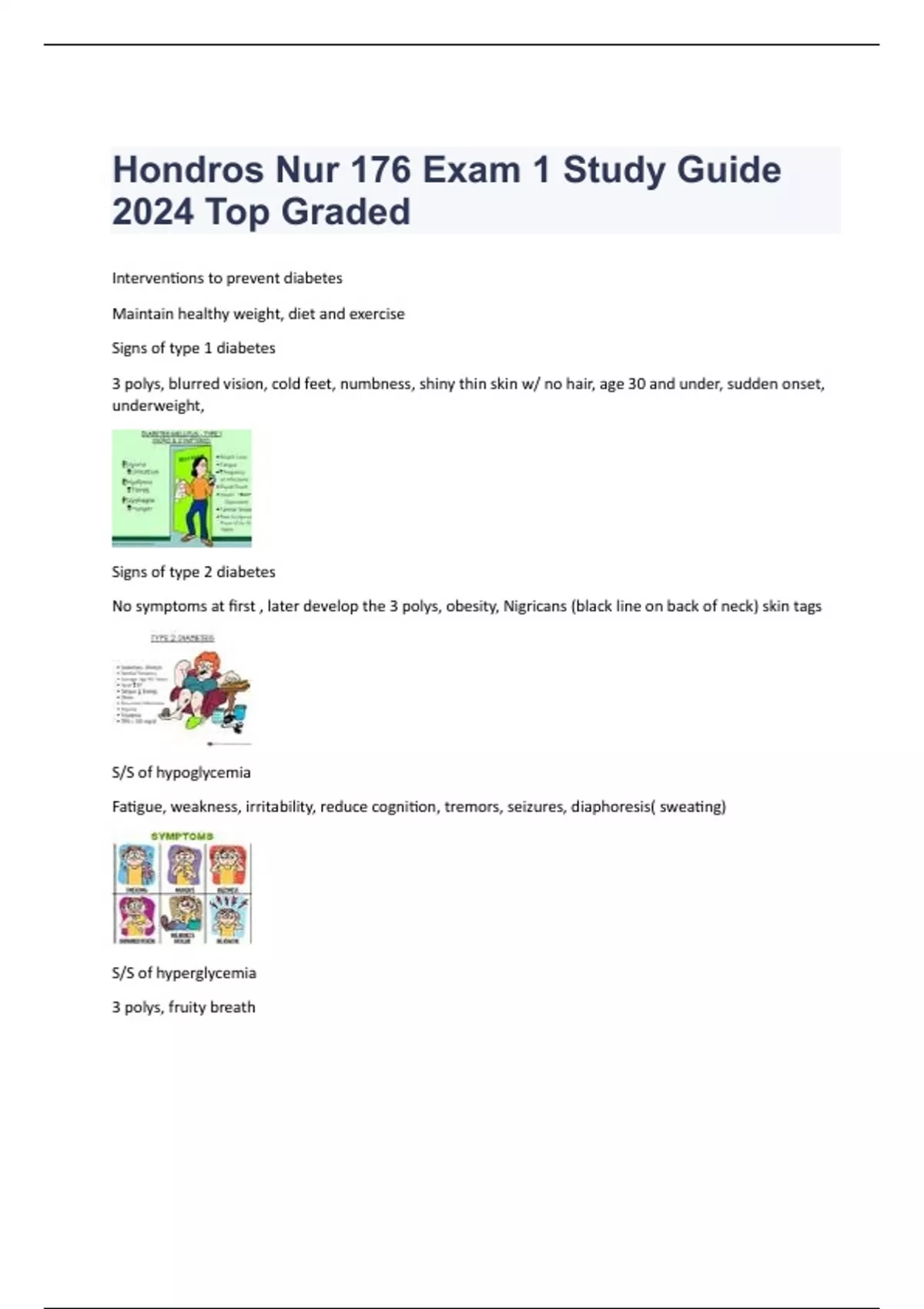 Hondros Nur 176 Exam 1 Study Guide 2024 Top Graded - Hondros Nur 176 ...