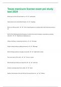 Texas manicure license exam psi study test 2024 &vert;341 Questions with 100&percnt; Correct Answers &vert; Updated 2024 &vert; Guaranteed A&plus;&vert;41 Pages