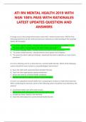 ATI RN MENTAL HEALTH 2019 WITH NGN 100&percnt; PASS WITH RATIONALES LATEST UPDATES QUESTION AND ANSWERS