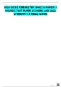 AQA GCSE CHEMISTRY 84621H PAPER 1 HIGHER TIER MARK SCHEME JAN 2022 VERSION 1.0 FINAL MARK