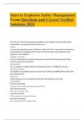 Intro to Explosive Safety Management Exam Questions and Correct Verified Solutions 2024