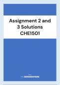 General Chemistry IA (CHE1501): Assignment 2 and 3 Solutions CHE1501
