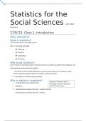 Summary lectures Statistics for the Social Sciences, social sciences bachelor 1 at VUB