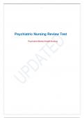 Psychiatric Nursing Review Test latest updated Questions with Verified correct Answers 2023 
